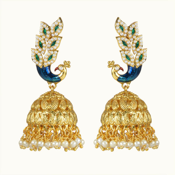Antique Peacock Earring with gold plating 10673