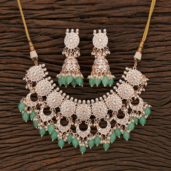 Indo Western Trendy Necklace With Rose Gold Plating 108000