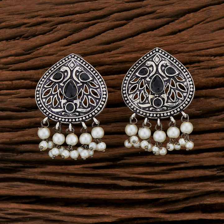 Classic Earring With Oxidised Plating 108006
