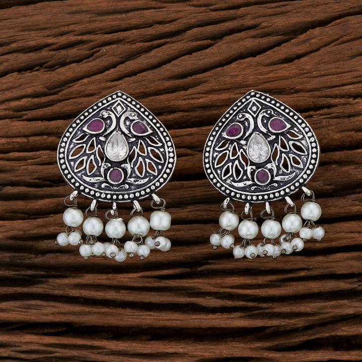 Classic Earring With Oxidised Plating 108006