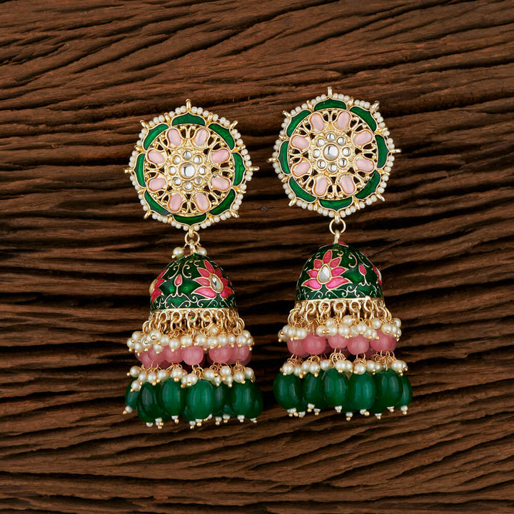 Indo Western Meenakari Earring With Gold Plating 108049