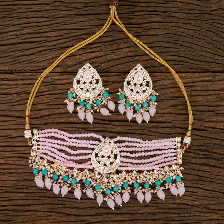 Indo Western Classic Necklace With Rose Gold Plating 108053