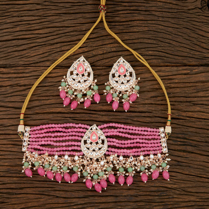Indo Western Classic Necklace With Rose Gold Plating 108053