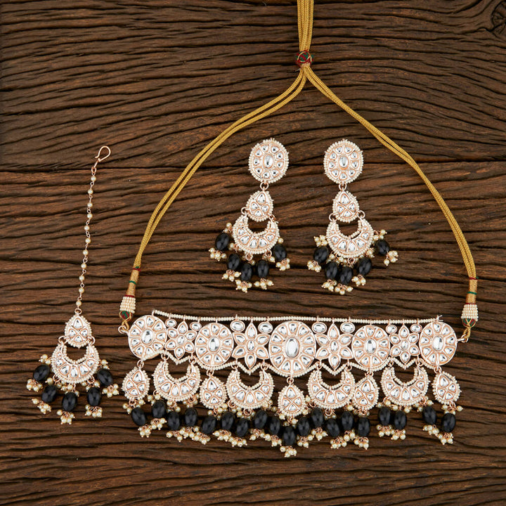 Indo Western Meenakari Necklace With Rose Gold Plating 108055