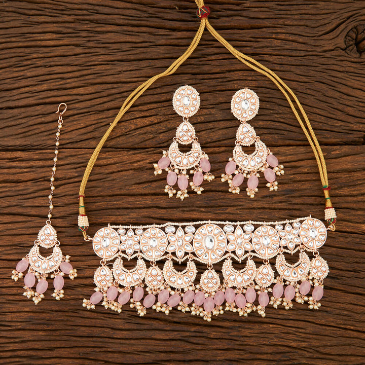 Indo Western Meenakari Necklace With Rose Gold Plating 108055