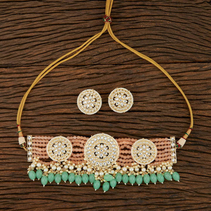 Indo Western Classic Necklace With Gold Plating 108062
