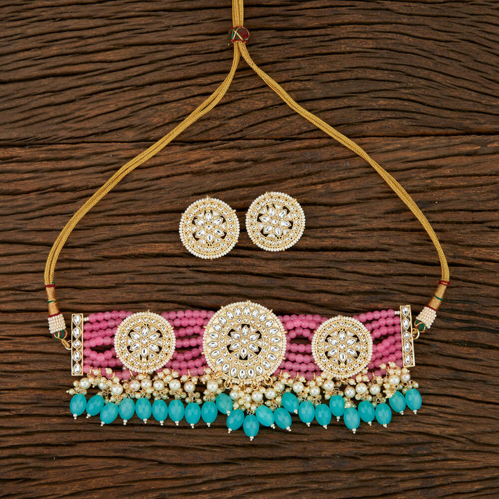 Indo Western Classic Necklace With Gold Plating 108062