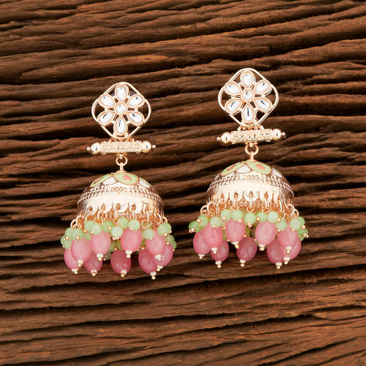 Indo Western Meenakari Earring With Rose Gold Plating 108110