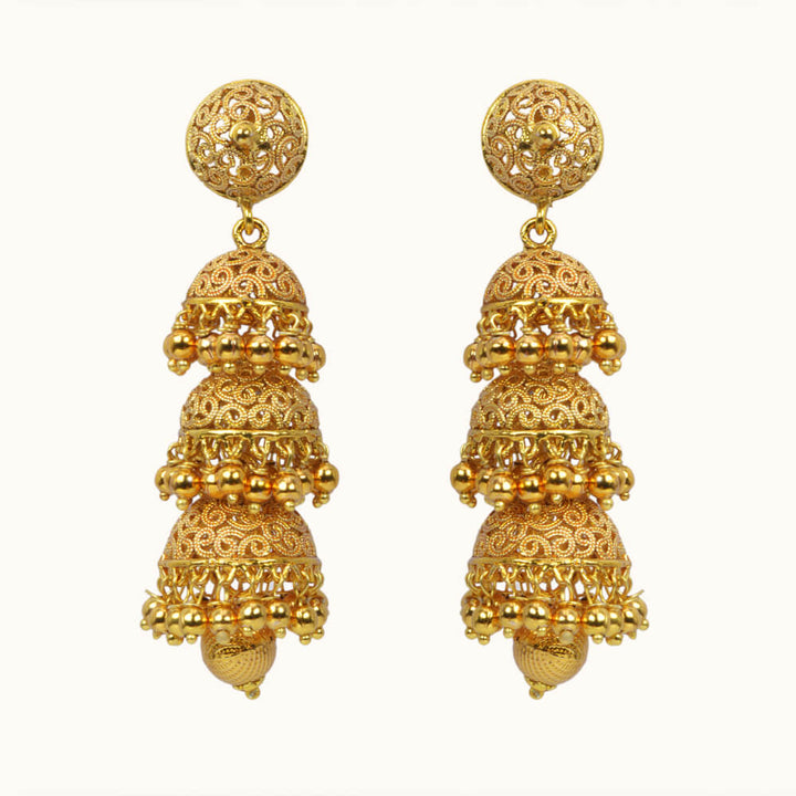 Antique Jhumkis With Gold Plating 10811