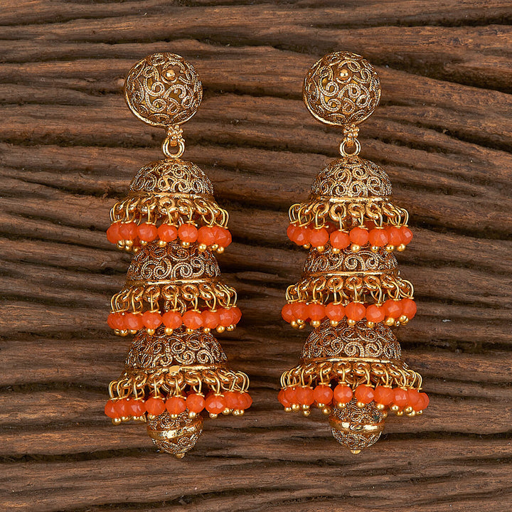 Antique Jhumkis With Gold Plating 10811