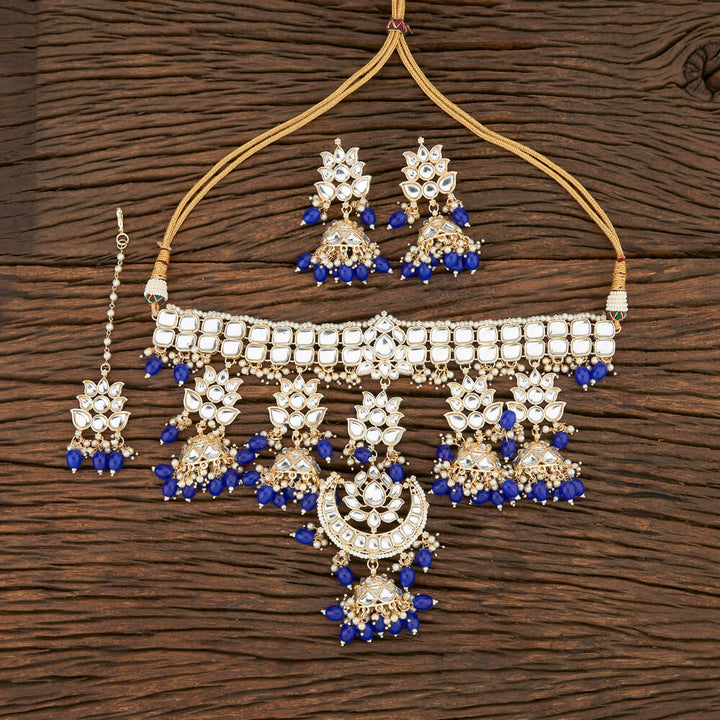 Indo Western Choker Necklace With Gold Plating 108127