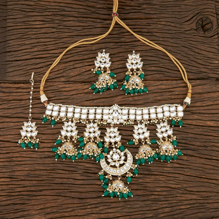 Indo Western Choker Necklace With Gold Plating 108127