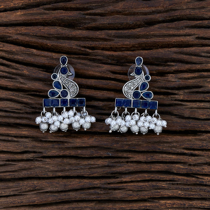 Peacock Earring With Oxidised Plating 108182