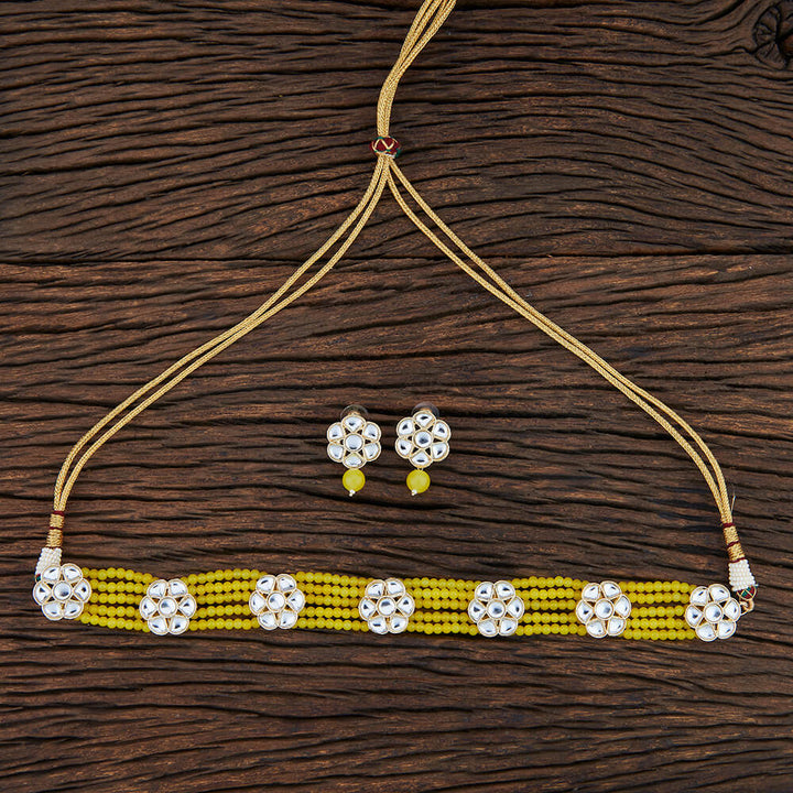 Indo Western Choker Necklace With Gold Plating 108192