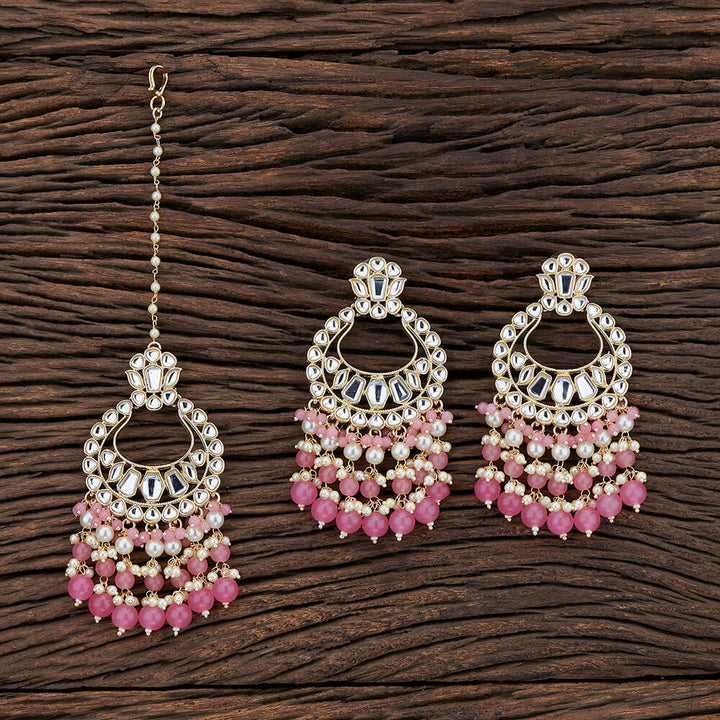 Indo Western Chand Earring Tikka With Gold Plating 108258