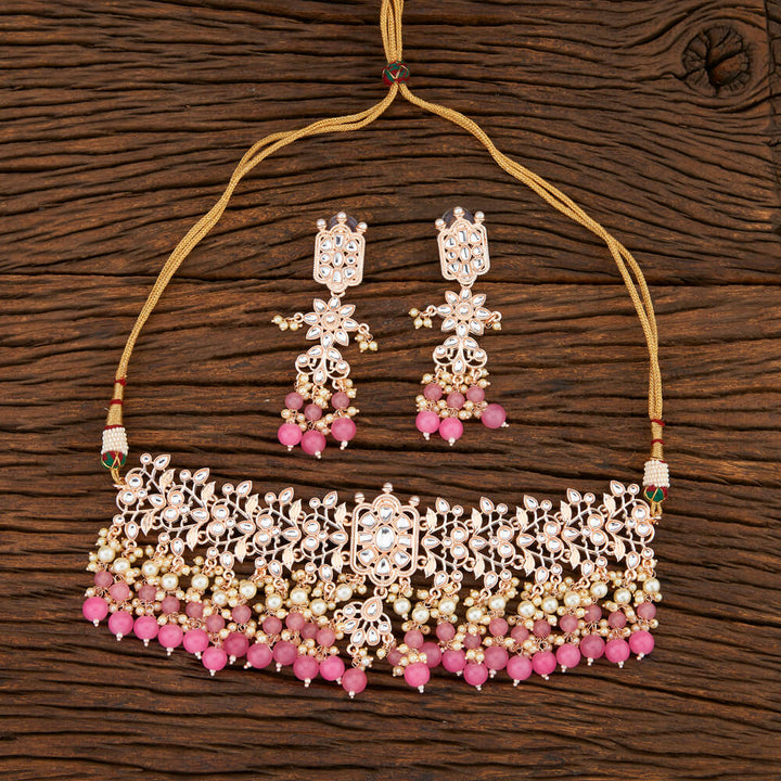 Indo Western Trendy Necklace With Rose Gold Plating 108284