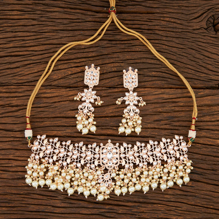 Indo Western Trendy Necklace With Rose Gold Plating 108284
