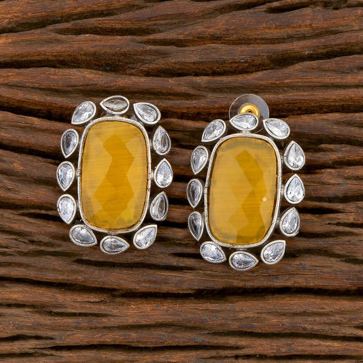 Monalisa Stone Earring With Oxidised Plating 108303