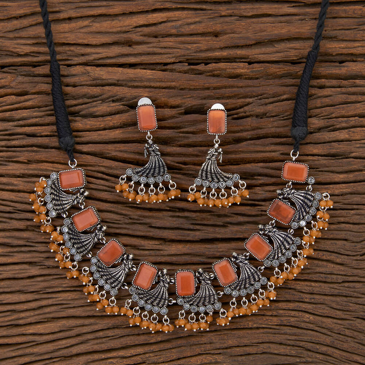 Indo Western Trendy Necklace With oxidised Plating 108346