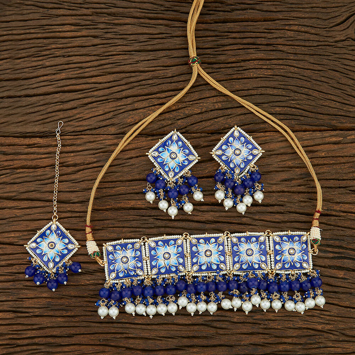 Indo Western Meenakari Necklace With Gold Plating 108425