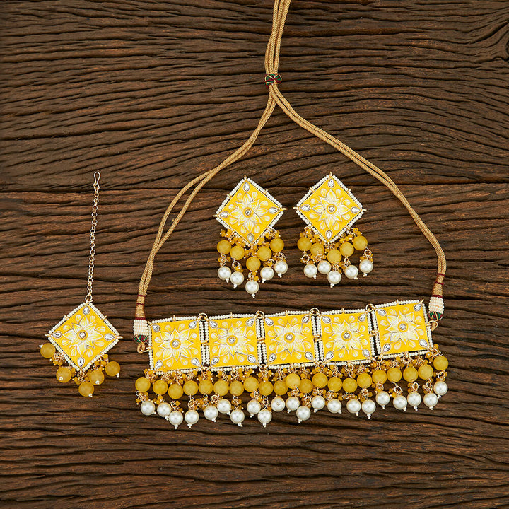 Indo Western Meenakari Necklace With Gold Plating 108425