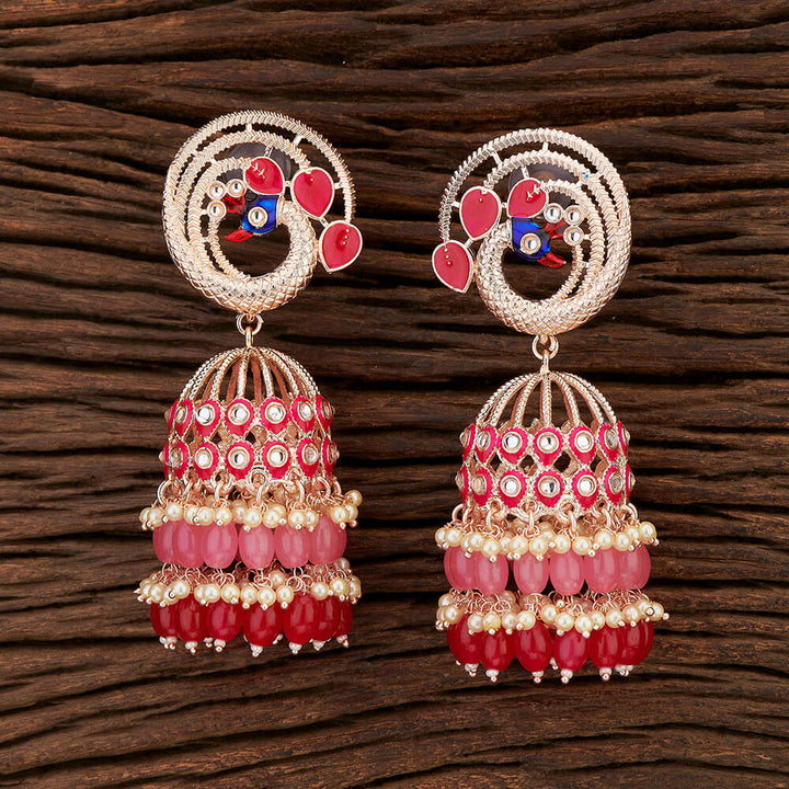 Indo Western Peacock Earring With Rose Gold Plating 108432