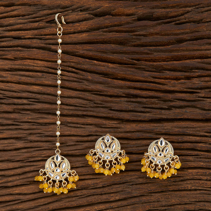 Indo Western Chand Earring Tikka With Gold Plating 108450