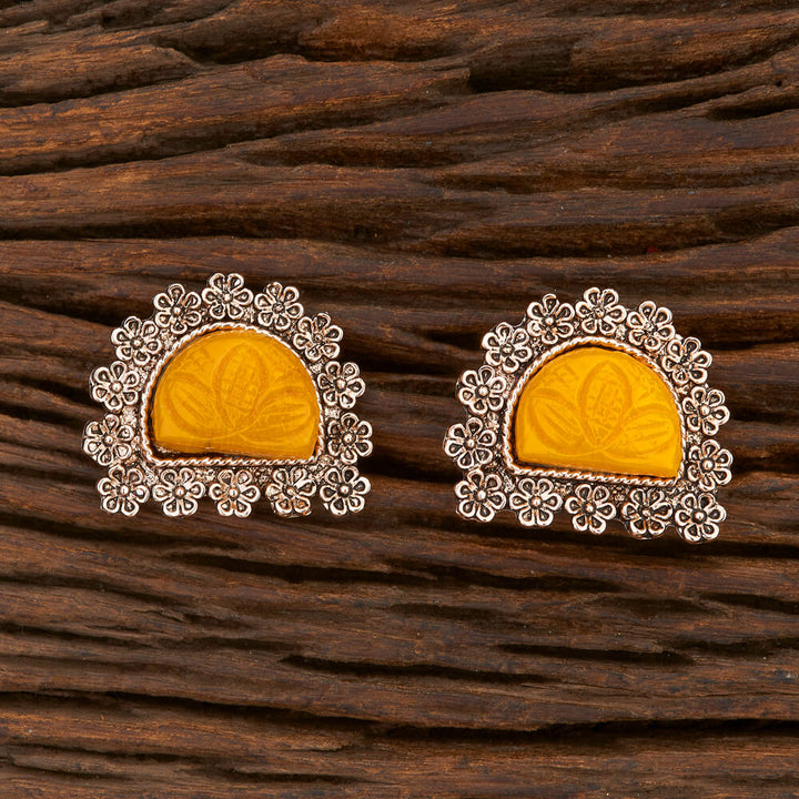 Indo Western Stone Earring With Rose Gold Plating 108475