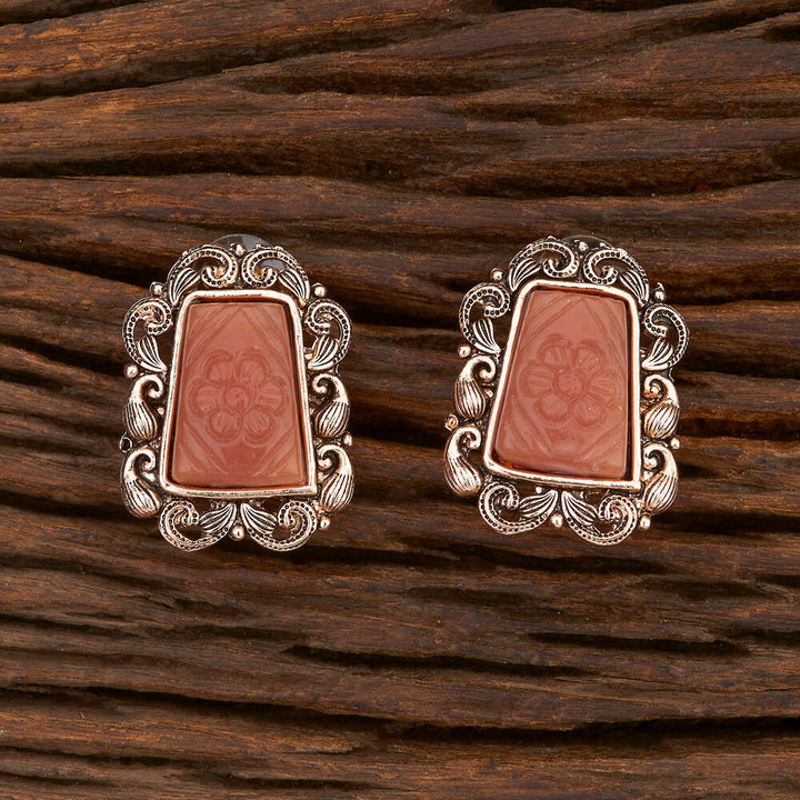 Indo Western Stone Earring With Rose Gold Plating 108476