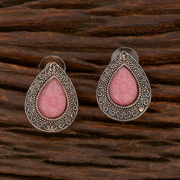 Indo Western Stone Earring With Rose Gold Plating 108478