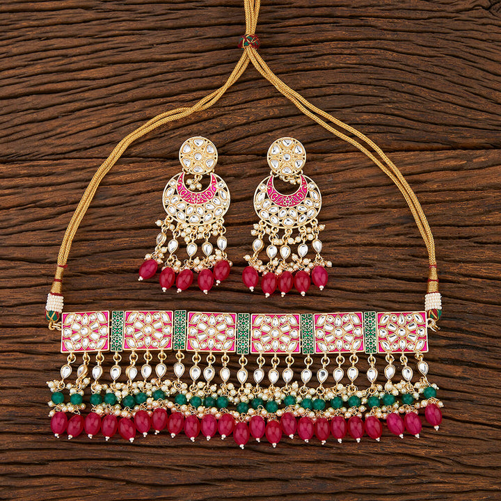 Indo Western Meenakari Necklace With Gold Plating 108500