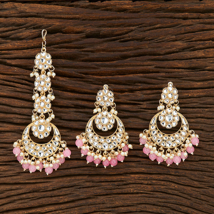 Indo Western Chand Earring Tikka With Gold Plating 108519