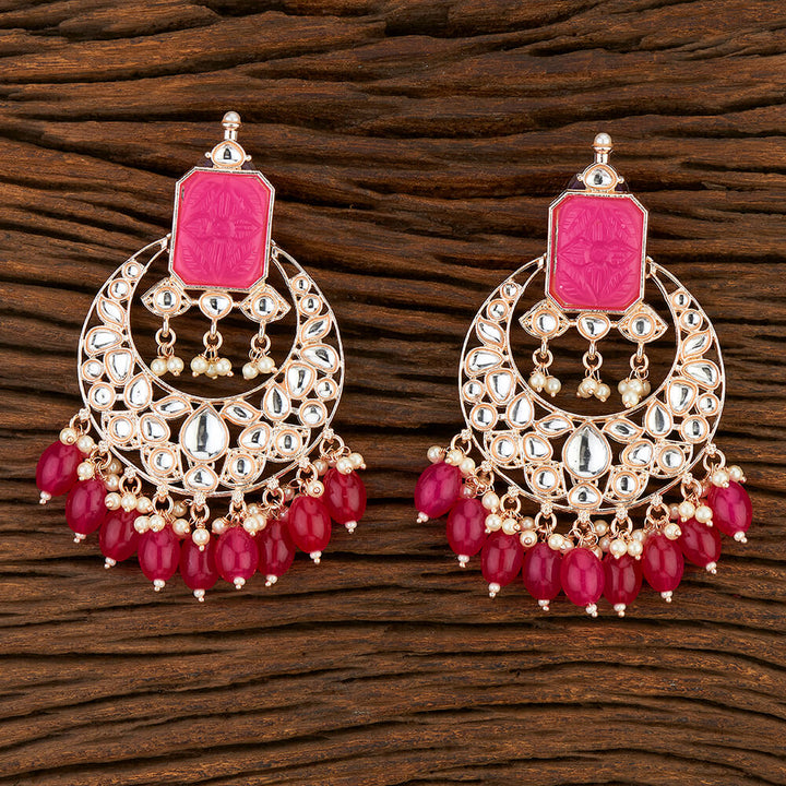 Indo Western Chand Earring With Rose Gold Plating 108551