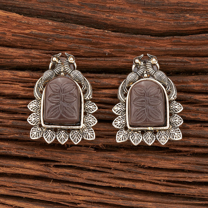 Indo Western Stone Earring With Mehndi Plating 108556