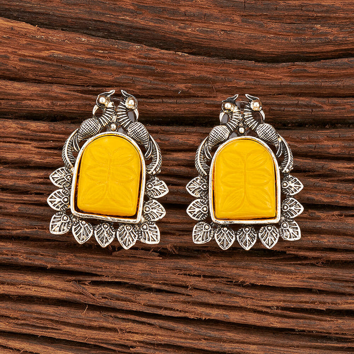 Indo Western Stone Earring With Mehndi Plating 108556