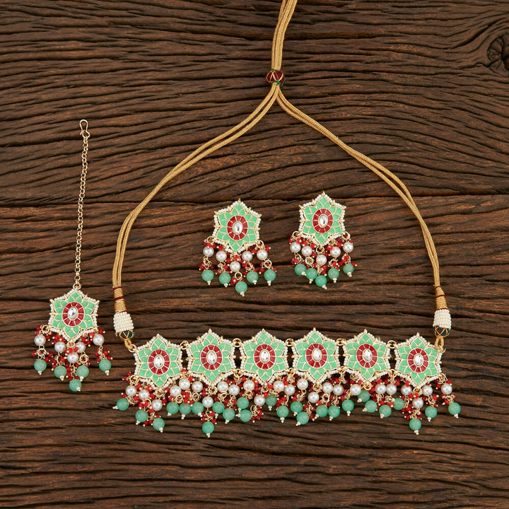 Indo Western Meenakari Necklace With Gold Plating 108577