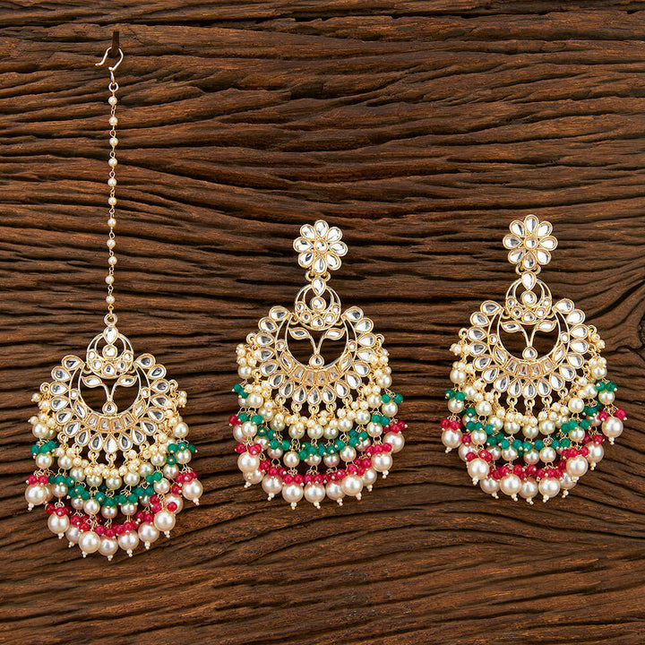 Indo Western Chand Earring Tikka With Gold Plating 108582