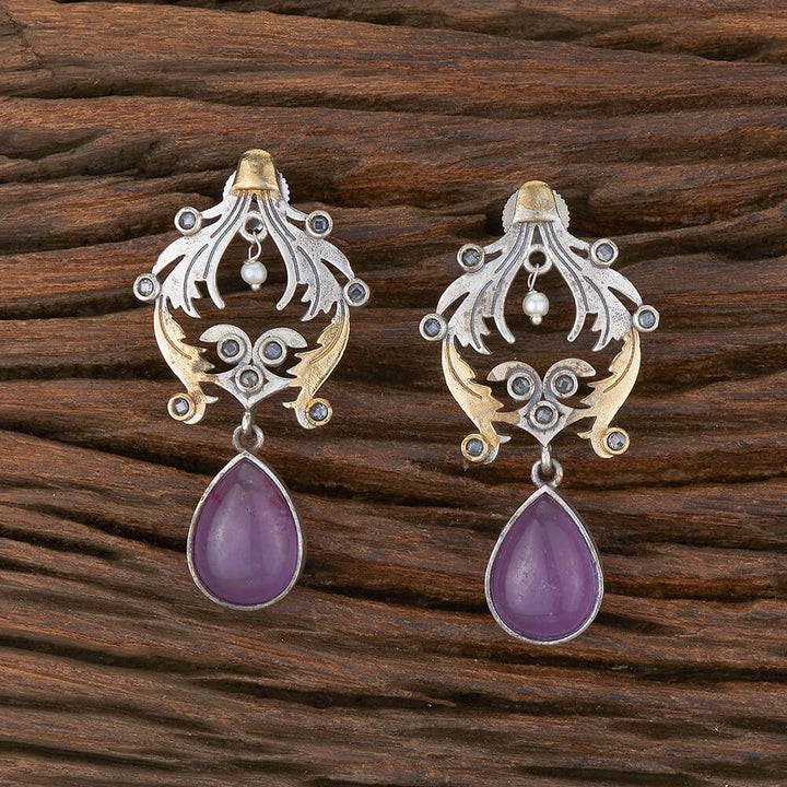 Oxidised Stone Earring With 2 Tone Plating 803904
