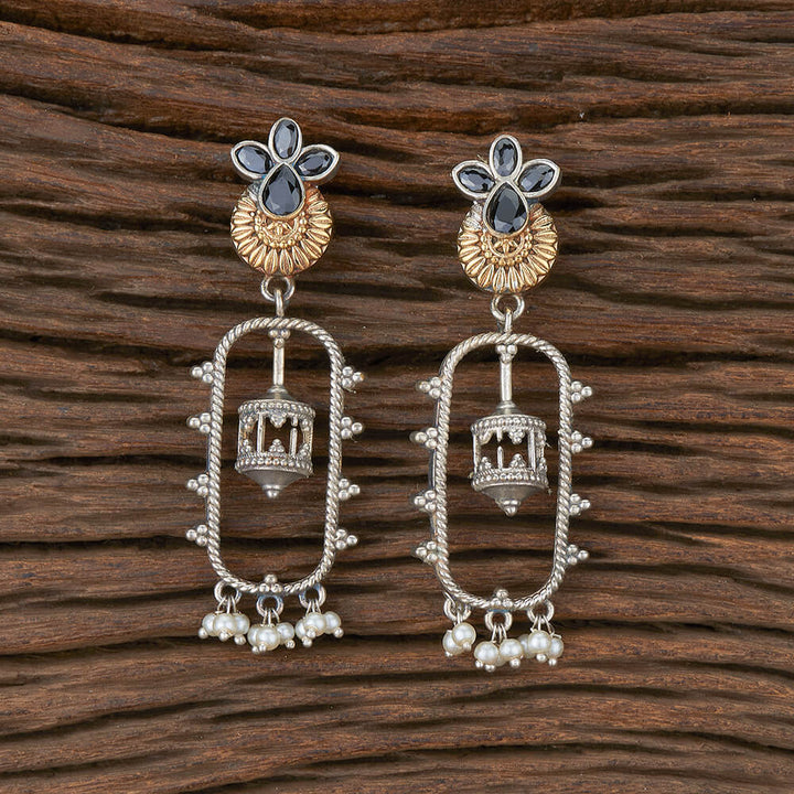 Oxidised Classic Earring With 2 Tone Plating 803917