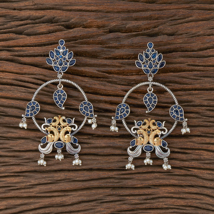 Oxidised Peacock Earring With 2 Tone Plating 803920