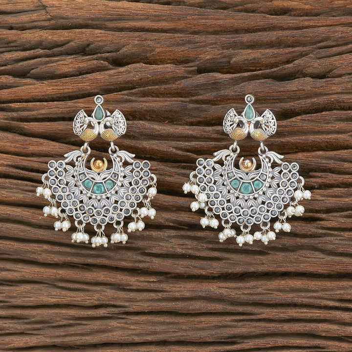 Oxidised Peacock Earring With 2 Tone Plating 803985