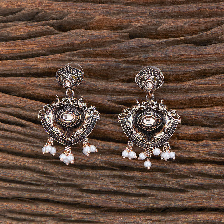 Oxidised Classic Earring With Rose Gold Plating 804077