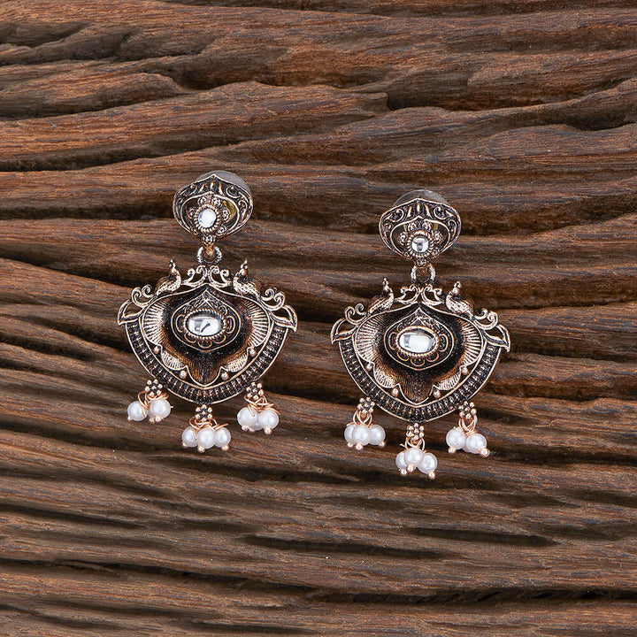 Oxidised Classic Earring With Rose Gold Plating 804077