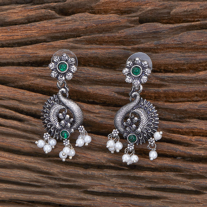 Peacock Earring With Oxidised Plating 804089