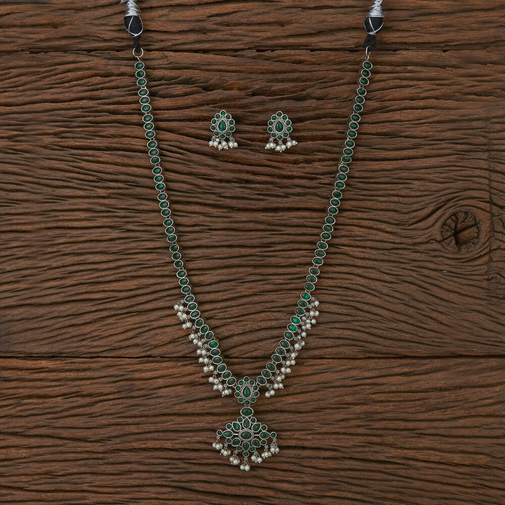 Long Necklace With Oxidised Plating 804105