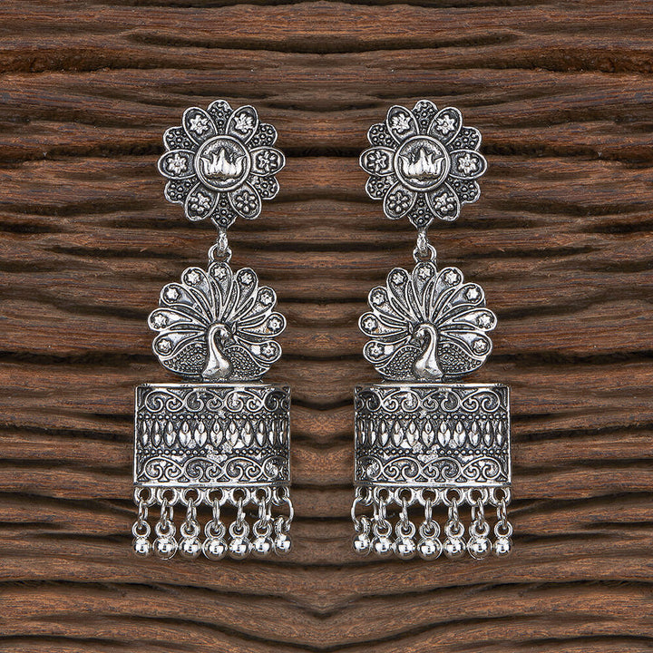 Peacock Earring With Oxidised Plating 804116
