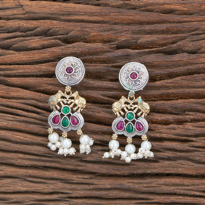 Oxidised Trendy Earring With 2 Tone Plating 804162