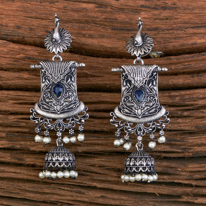 Peacock Earring With Oxidised Plating 804302