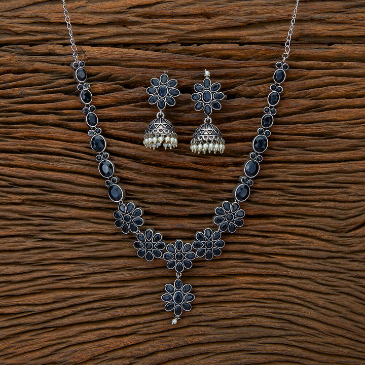 Pearl Necklace With Oxidised Plating 804336