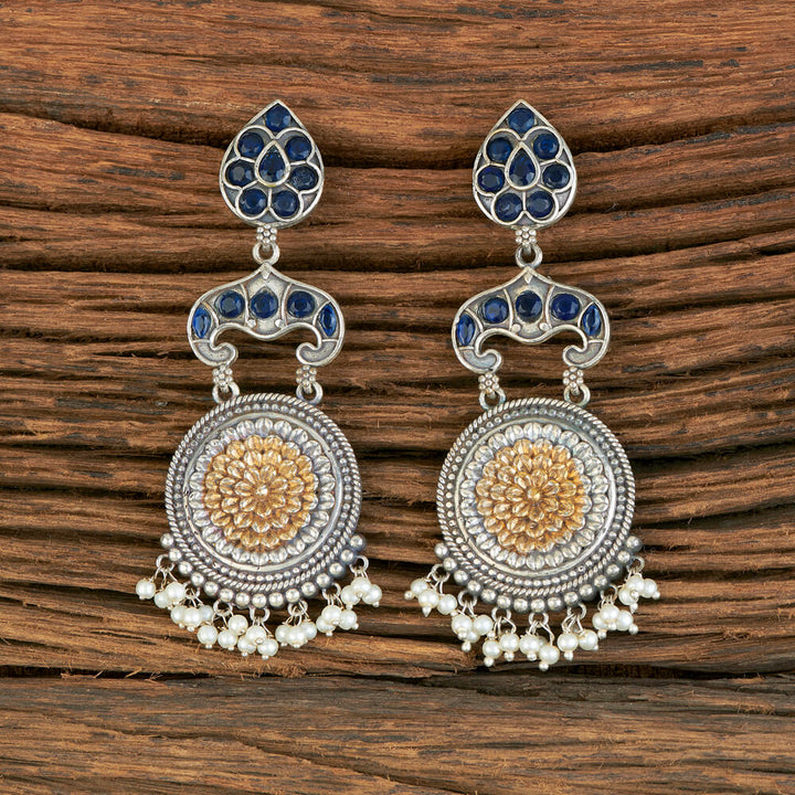 Oxidised Classic Earring With 2 Tone Plating 804551